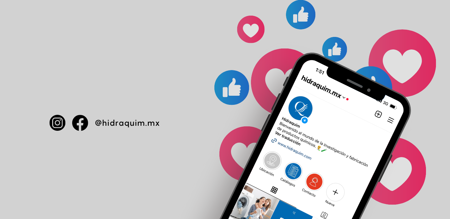 teléfono inteligente con redes sociales de Hiddraquim en la pantalla